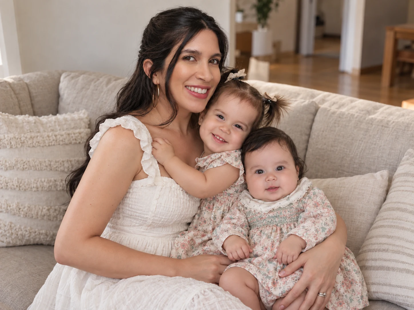 Lisbeth Espinoza junto a sus dos hijas